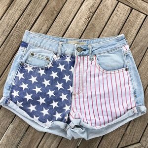 Topshop American Flag High Waisted Shorts